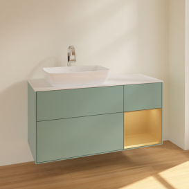 Тумба под раковину Villeroy & Boch Finion 120х50,1 см с подсветкой МДФ оливковый матовый лак/стекло белое матовое F811HFGM