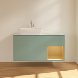 Тумба под раковину Villeroy & Boch Finion 120х50,1 см с подсветкой МДФ оливковый матовый лак/стекло белое матовое F811HFGM