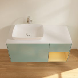 Тумба под раковину Villeroy & Boch Finion 120х50,1 см с подсветкой МДФ оливковый матовый лак/стекло белое матовое F811HFGM