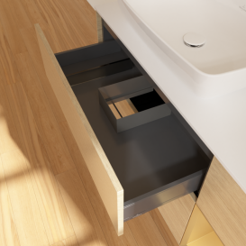 Тумба под раковину Villeroy & Boch Finion 120х50,1 см с подсветкой МДФ шпон дуба/стекло белое матовое F811HFPC