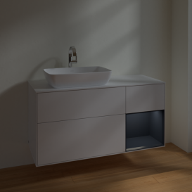 Тумба под раковину Villeroy & Boch Finion 120х50,1 см с подсветкой МДФ глянцевый белый лак/стекло белое матовое F811HGGF