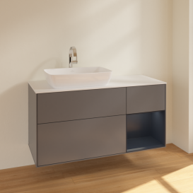 Тумба под раковину Villeroy & Boch Finion 120х50,1 см с подсветкой МДФ антрацит матовый лак/стекло белое матовое F811HGGK