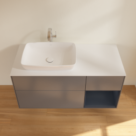 Тумба под раковину Villeroy & Boch Finion 120х50,1 см с подсветкой МДФ антрацит матовый лак/стекло белое матовое F811HGGK