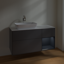 Тумба под раковину Villeroy & Boch Finion 120х50,1 см с подсветкой МДФ антрацит матовый лак/стекло белое матовое F811HGGK