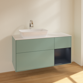 Тумба под раковину Villeroy & Boch Finion 120х50,1 см с подсветкой МДФ оливковый матовый лак/стекло белое матовое F811HGGM