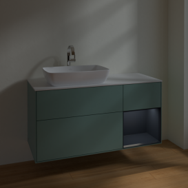 Тумба под раковину Villeroy & Boch Finion 120х50,1 см с подсветкой МДФ оливковый матовый лак/стекло белое матовое F811HGGM