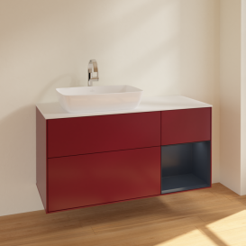 Тумба под раковину Villeroy & Boch Finion 120х50,1 см с подсветкой МДФ пион матовый лак/стекло белое матовое F811HGHB