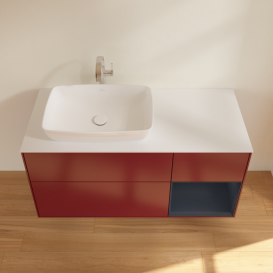 Тумба под раковину Villeroy & Boch Finion 120х50,1 см с подсветкой МДФ пион матовый лак/стекло белое матовое F811HGHB