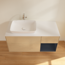 Тумба под раковину Villeroy & Boch Finion 120х50,1 см с подсветкой МДФ шпон дуба/стекло белое матовое F811HGPC