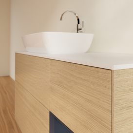 Тумба под раковину Villeroy & Boch Finion 120х50,1 см с подсветкой МДФ шпон дуба/стекло белое матовое F811HGPC