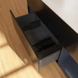 Тумба под раковину Villeroy & Boch Finion 120х50,1 см с подсветкой МДФ черный матовый лак/стекло белое матовое F811HGPD