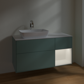 Тумба под раковину Villeroy & Boch Finion 120х50,1 см с подсветкой МДФ оливковый матовый лак/стекло белое матовое F811MTGM