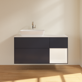 Тумба под раковину Villeroy & Boch Finion 120х50,1 см с подсветкой МДФ темно-синий матовый лак/стекло белое матовое F811MTHG