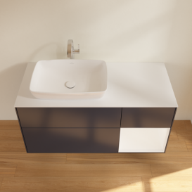 Тумба под раковину Villeroy & Boch Finion 120х50,1 см с подсветкой МДФ темно-синий матовый лак/стекло белое матовое F811MTHG