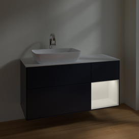 Тумба под раковину Villeroy & Boch Finion 120х50,1 см с подсветкой МДФ темно-синий матовый лак/стекло белое матовое F811MTHG