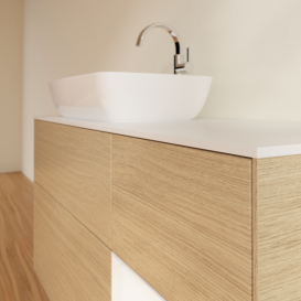 Тумба под раковину Villeroy & Boch Finion 120х50,1 см с подсветкой МДФ шпон дуба/стекло белое матовое F811MTPC