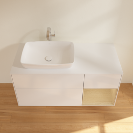 Тумба под раковину Villeroy & Boch Finion 120х50,1 см с подсветкой МДФ глянцевый белый лак/стекло белое матовое F811PCGF