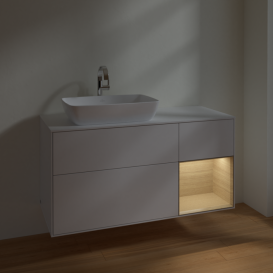 Тумба под раковину Villeroy & Boch Finion 120х50,1 см с подсветкой МДФ глянцевый белый лак/стекло белое матовое F811PCGF