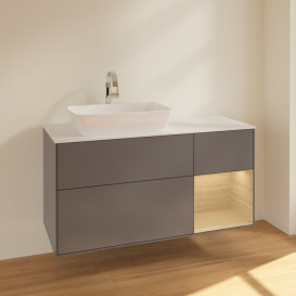 Тумба под раковину Villeroy & Boch Finion 120х50,1 см с подсветкой МДФ антрацит матовый лак/стекло белое матовое F811PCGK