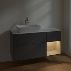 Тумба под раковину Villeroy & Boch Finion 120х50,1 см с подсветкой МДФ антрацит матовый лак/стекло белое матовое F811PCGK