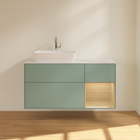 Тумба под раковину Villeroy & Boch Finion 120х50,1 см с подсветкой МДФ оливковый матовый лак/стекло белое матовое F811PCGM