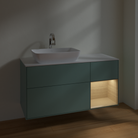 Тумба под раковину Villeroy & Boch Finion 120х50,1 см с подсветкой МДФ оливковый матовый лак/стекло белое матовое F811PCGM