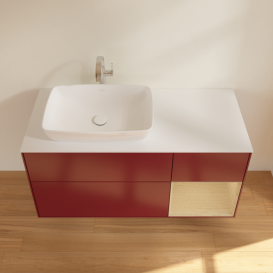 Тумба под раковину Villeroy & Boch Finion 120х50,1 см с подсветкой МДФ пион матовый лак/стекло белое матовое F811PCHB