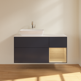 Тумба под раковину Villeroy & Boch Finion 120х50,1 см с подсветкой МДФ темно-синий матовый лак/стекло белое матовое F811PCHG