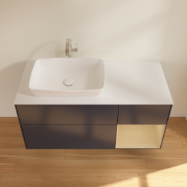 Тумба под раковину Villeroy & Boch Finion 120х50,1 см с подсветкой МДФ темно-синий матовый лак/стекло белое матовое F811PCHG