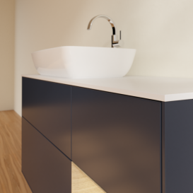Тумба под раковину Villeroy & Boch Finion 120х50,1 см с подсветкой МДФ темно-синий матовый лак/стекло белое матовое F811PCHG