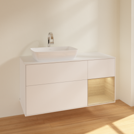 Тумба під раковину Villeroy & Boch Finion 120х50,1 см із підсвічуванням МДФ білий матовий лак/скло біле матове F811PCMT