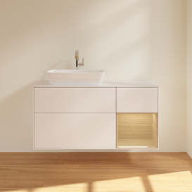 Тумба під раковину Villeroy & Boch Finion 120х50,1 см із підсвічуванням МДФ білий матовий лак/скло біле матове F811PCMT