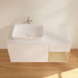 Тумба под раковину Villeroy & Boch Finion 120х50,1 см с подсветкой МДФ белый матовый лак/стекло белое матовое F811PCMT