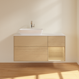 Тумба под раковину Villeroy & Boch Finion 120х50,1 см с подсветкой МДФ шпон дуба/стекло белое матовое F811PCPC