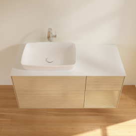 Тумба под раковину Villeroy & Boch Finion 120х50,1 см с подсветкой МДФ шпон дуба/стекло белое матовое F811PCPC