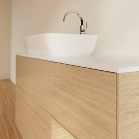 Тумба под раковину Villeroy & Boch Finion 120х50,1 см с подсветкой МДФ шпон дуба/стекло белое матовое F811PCPC