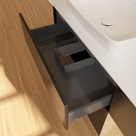 Тумба под раковину Villeroy & Boch Finion 120х50,1 см с подсветкой МДФ черный матовый лак/стекло белое матовое F811PCPD