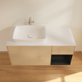 Тумба под раковину Villeroy & Boch Finion 120х50,1 см с подсветкой МДФ шпон дуба/стекло белое матовое F811PDPC