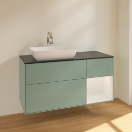 Тумба под раковину Villeroy & Boch Finion 120х50,1 см с подсветкой МДФ оливковый матовый лак/стекло черное матовое F812GFGM