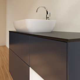 Тумба под раковину Villeroy & Boch Finion 120х50,1 см с подсветкой МДФ темно-синий матовый лак/стекло черное матовое F812GFHG