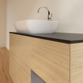 Тумба под раковину Villeroy & Boch Finion 120х50,1 см с подсветкой МДФ шпон дуба/стекло черное матовое F812GKPC