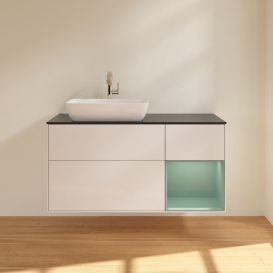 Тумба под раковину Villeroy & Boch Finion 120х50,1 см с подсветкой МДФ глянцевый белый лак/стекло черное матовое F812GMGF