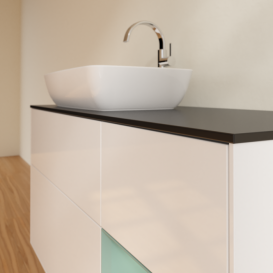 Тумба под раковину Villeroy & Boch Finion 120х50,1 см с подсветкой МДФ глянцевый белый лак/стекло черное матовое F812GMGF