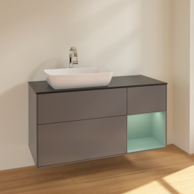 Тумба под раковину Villeroy & Boch Finion 120х50,1 см с подсветкой МДФ антрацит матовый лак/стекло черное матовое F812GMGK