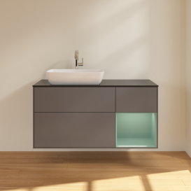 Тумба под раковину Villeroy & Boch Finion 120х50,1 см с подсветкой МДФ антрацит матовый лак/стекло черное матовое F812GMGK