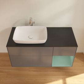 Тумба под раковину Villeroy & Boch Finion 120х50,1 см с подсветкой МДФ антрацит матовый лак/стекло черное матовое F812GMGK