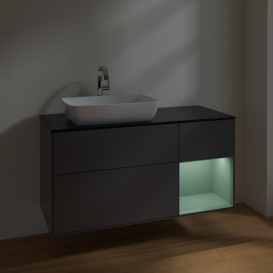 Тумба под раковину Villeroy & Boch Finion 120х50,1 см с подсветкой МДФ антрацит матовый лак/стекло черное матовое F812GMGK
