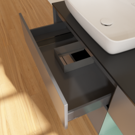 Тумба под раковину Villeroy & Boch Finion 120х50,1 см с подсветкой МДФ антрацит матовый лак/стекло черное матовое F812GMGK