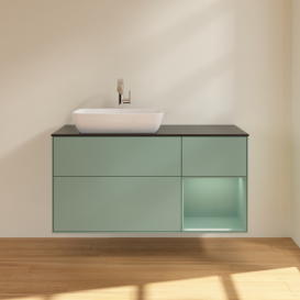 Тумба под раковину Villeroy & Boch Finion 120х50,1 см с подсветкой МДФ оливковый матовый лак/стекло черное матовое F812GMGM