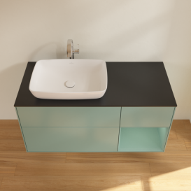 Тумба под раковину Villeroy & Boch Finion 120х50,1 см с подсветкой МДФ оливковый матовый лак/стекло черное матовое F812GMGM